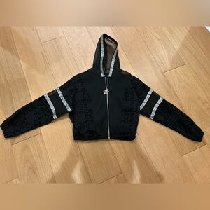 Black Hoodie and pants with White Geometric Accents